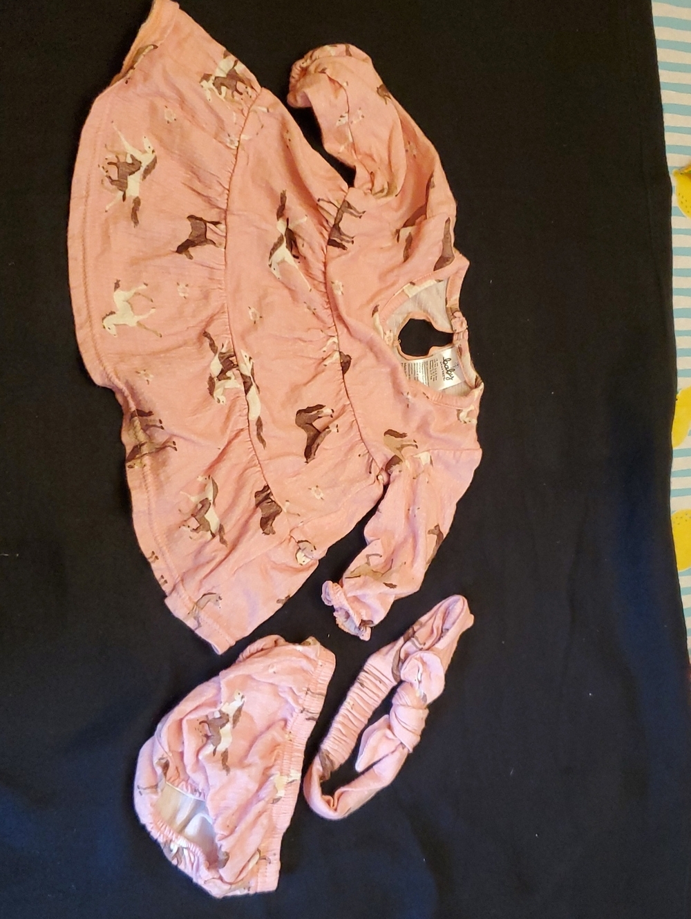 3 Month Horse Print Dress Set With Diaper Cover And Headband